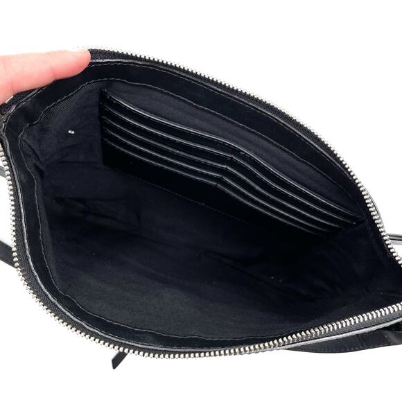 Zadig &‎ Voltaire Panglo Zip Bag Clutch Black Noir Leather Crossbody - Picture 8 of 9